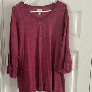 LOGO by Lori Goldstein Women's Burgundy Top